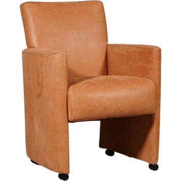 Leren eetkamerstoel Elegant - Kenia Rost (oranje) - Met, Ophalen of Verzenden, Nieuw, Leer, Eigentijds, Modern