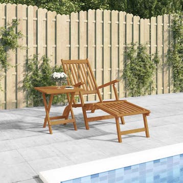 vidaXL Terrasstoel met voetensteun en tafel massief, Verzenden, Nieuw