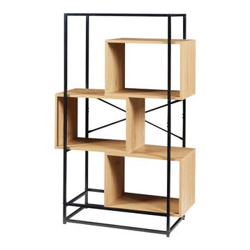 Boekenkast Rennebu open kast 126x80x33 cm zwart en eikenkleu, Verzenden, Nieuw