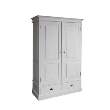 Kledingkast 2-deurs – massief hout – wit–  maatwerk mogelijk, Nieuw, Grenenhout, Landelijk, klassiek, robuust, massief, Scandinavisch