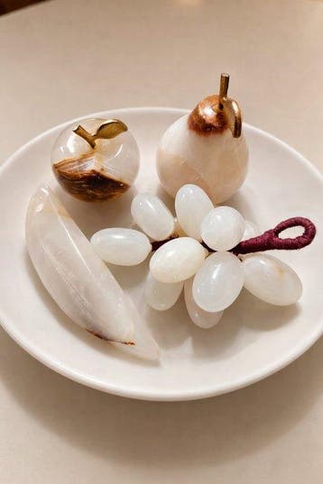 Decoratief dienblad - Marmeren fruitset, vintage natuursteen