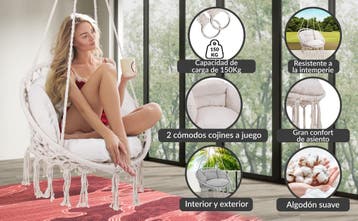 Hangstoel Crème 80x60x140cm (Stoelen, Tafels-Stoelen), Tuin en Terras, Verzenden, Nieuw