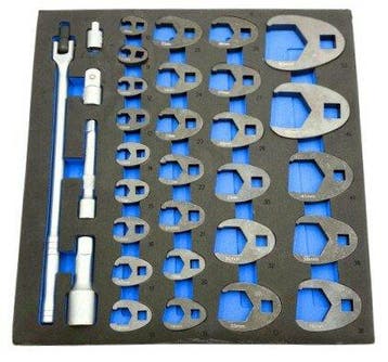 Crowfoot-sleutelset in schuimrubber 3/8+1/2+3/4 32-delig, Verzenden, Nieuw