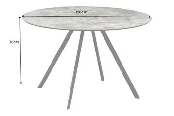 Eettafel ATELIER 120 cm rond, grijze steenlook met zwarte, Ophalen of Verzenden, Nieuw