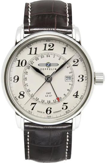 Zeppelin 7642-5 LZ 127 Graf Zeppelin Dual Time heren horloge, Overige merken, Staal, Verzenden, Polshorloge