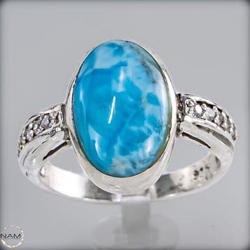 Exclusieve Larimar-ring van 925 zilver – Het blauw van de