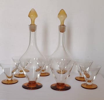 Tafelservies (8) - Glas - Mid-century amberglas
