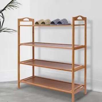 Natuurlijke Bamboe Schoenenorganizer – 4-laags Opbergplank, Huis en Inrichting, Kasten | Boekenkasten, Verzenden, Nieuw