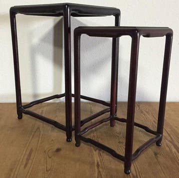 Set of 2 Vintage Japanese Rosewood Nesting Tables - Shitan