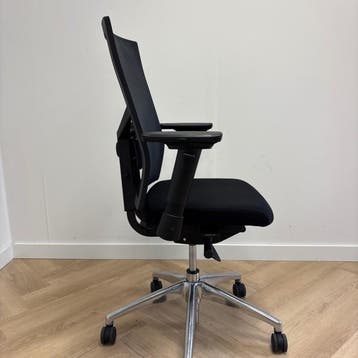 ergonomische bureaustoel + lendesteun, zwart - chroom, Ophalen of Verzenden, Ergonomisch, Gebruikt, Bureaustoel