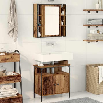 vidaXL Badkamermeubelset 2 st Bruin 60 x 30 x 60 cm Bewerkt, Verzenden, Nieuw, Overige typen