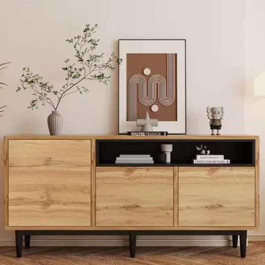 Houten Dressoir met 3 Deuren – Moderne Keukenkast met Planke, Huis en Inrichting, Kasten | Overige, Nieuw, Verzenden