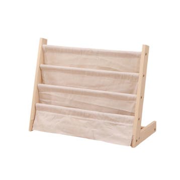 Kinderboekenkast - 60 x 50 x 30 cm - Bruin - Hout met Linnen, Verzenden, Nieuw