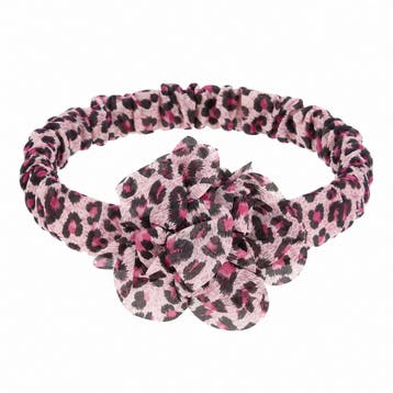 Haarband met Bloem - Panterprint – Zwart Roze, Nieuw