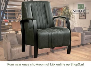 Leren fauteuil Glamour - Kenia Antracite (grijs), Nieuw, Ophalen of Verzenden, 50 tot 75 cm, Industrieel, Modern, Retro