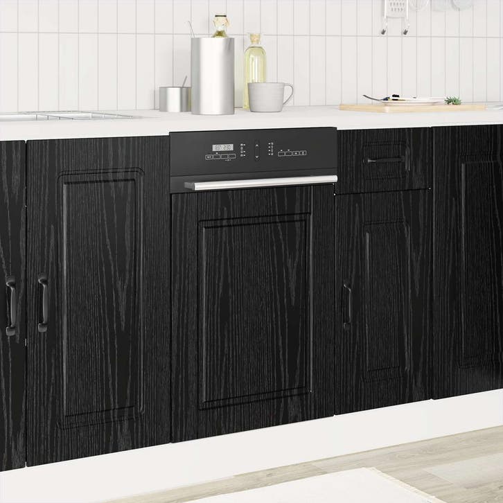 vidaXL Vaatwasserpaneel Zwart Eiken 45 x 1,5 x 57 cm Bewerkt, Huis en Inrichting, Keuken | Keukenelementen, Zwart, Nieuw, Verzenden