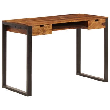 vidaXL Bureau 110x55x78 cm massief acaciahout en staal, Huis en Inrichting, Bureaus, Verzenden, Nieuw
