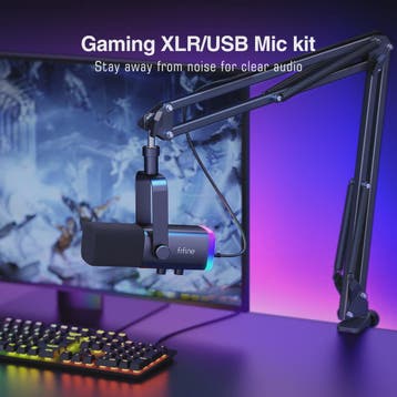 FIFINE AM8T XLR/USB Microfoon Kit met Armatuur, Mute, RGB &, Verzenden, Nieuw