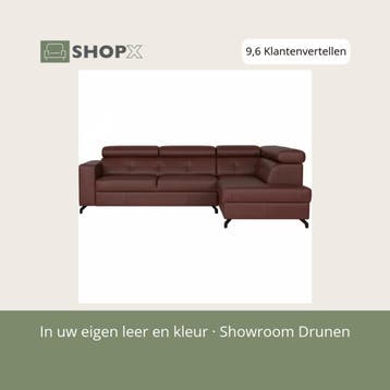 Leren hoekbank Nova - 2.5-zits arm links + Longchair arm, 250 tot 300 cm, Bohemian, Industrieel, Modern, Scandinavisch, Hoekbank