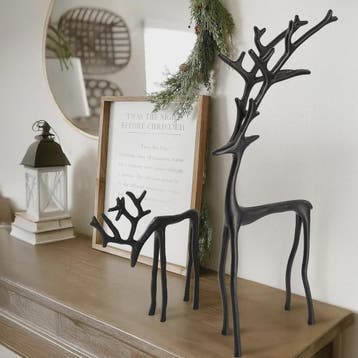 Klassiek Zwart Herten Beeldje - Elegante Kerstboomtopper & J, Verzenden, Nieuw