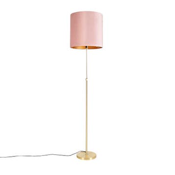 Vloerlamp goud/messing met velours kap roze 40/40 cm - Parte, Verzenden, Nieuw, Modern
