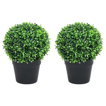 vidaXL Kunstplanten met pot 2 st buxus bolvorming 37 cm, Huis en Inrichting, Verzenden, Nieuw