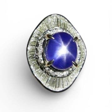 Ring Platina - 6.53ct. tw. Stersaffier - Diamant -, Nieuw