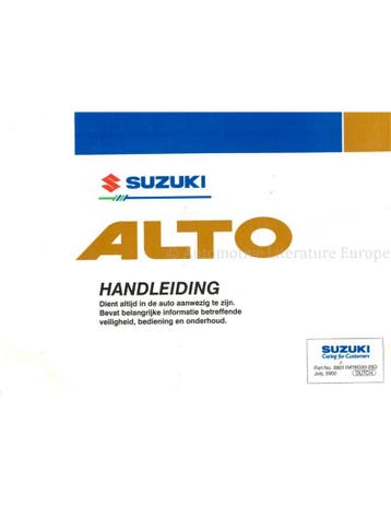 2002 SUZUKI ALTO INSTRUCTIEBOEKJE NEDERLANDS, Auto diversen, Handleidingen en Instructieboekjes