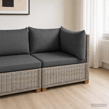 vidaXL Hoekbank met kussens GENDT Natuurlijk rattan Kubu, Verzenden, Nieuw, Rotan