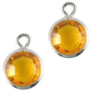 1 x DQ facethanger gekleurd Zilver-yellow 10 x 7mm (op is..., Ophalen of Verzenden, Nieuw, Bedel