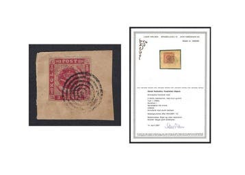 Deens-West-Indië 1855/72 - Wapen 3c Carmine met bruine lijm, Gestempeld