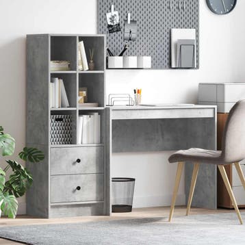 vidaXL Bureau Beton Grijs 135,5 x 40 x 127 cm 2 st, Verzenden, Nieuw