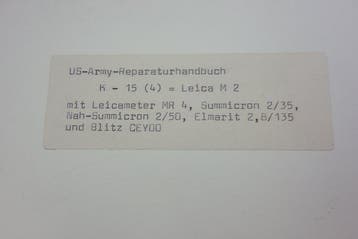 US Army - US ARMY Leica Reparaturhandbuch sehr selten K 15, Audio, Tv en Foto, Fotocamera's Analoog, Nieuw