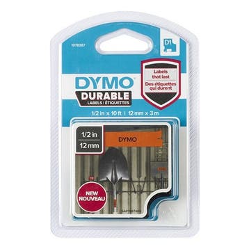Dymo 1978367 tape zwart op oranje 12 mm (origineel), Verzenden, Nieuw, Printertape, Dymo