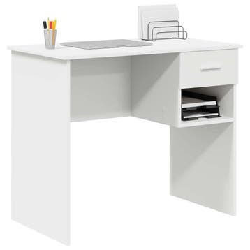 vidaXL Bureau met lade met plank Wit 90 x 49 x 75 cm Bewerkt, Verzenden, Nieuw