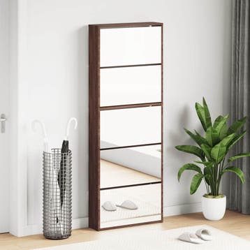 vidaXL Schoenenkast met spiegel 5-laags 63x17x169,5 cm, Verzenden, Nieuw