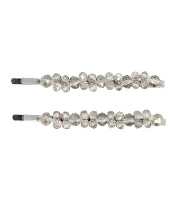 Schuifspeldjes 7cm - Dubbele Facetkralen - Grijs - 2 Stuks, Nieuw