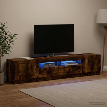 vidaXL LED tv-meubel UTRECHT 3 st Gerookt eiken Bewerkt hout, Minder dan 50 cm, Verzenden, Nieuw, Minder dan 100 cm