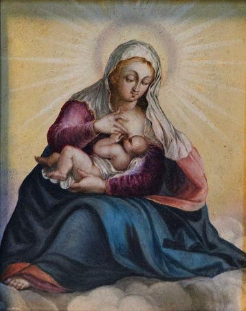 Scuola italiana (XVIII) - Maria lactans - NO RESERVE, Antiek en Kunst