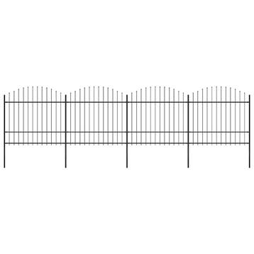 vidaXL Tuinhek met speerpunt staal 671x175 cm zwart, Verzenden, Nieuw, IJzer, Minder dan 1 meter