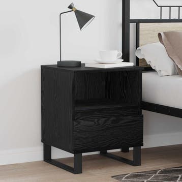 vidaXL Bed kast Zwart Eiken 40 x 35 x 50 cm Bewerkt hout, Minder dan 45 cm, Verzenden, Nieuw, Minder dan 55 cm