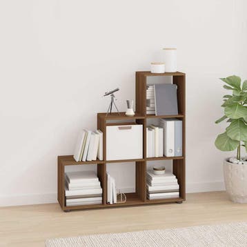 vidaXL Boekenkast trapvormig 107 cm bewerkt hout bruin, Huis en Inrichting, Minder dan 50 cm, Verzenden, 100 tot 150 cm, Nieuw