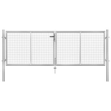 vidaXL Tuinpoort gegalvaniseerd staal 306x75 cm zilver, Verzenden, Nieuw