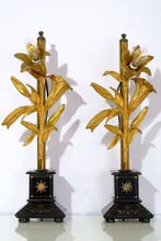 Set Zeldzame Antieke Franse Lelie Lampen - Jaren 1910-20 -