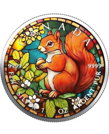 Canada. 5 Dollars 2025 Stained Glass Squirrel 1 oz (.999)