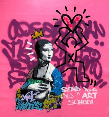 Quiona+ - ‘The Girl with the Ermine x Keith Haring’ (Rare, Antiek en Kunst