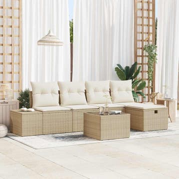 vidaXL Bankstel 6 st poly rattan, Verzenden, Nieuw, Rotan, 6 zitplaatsen