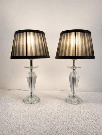 LM Design - Tafellamp (2) - Kristal, Glas, Metaal, Textiel
