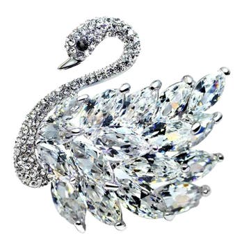 Fako Bijoux - Broche - Zwaan - Strass - 43x39mm -, Sieraden, Tassen en Uiterlijk, Verzenden, Nieuw