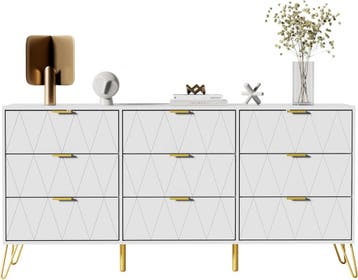Commode - Dressoir - Ladekast - 150x34x74 cm - Wit - UEV, Verzenden, Zo goed als nieuw